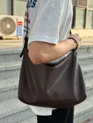 通勤大容量经典真皮斜挎hobo包 复古头层植鞣牛皮休闲单肩腋下包 25